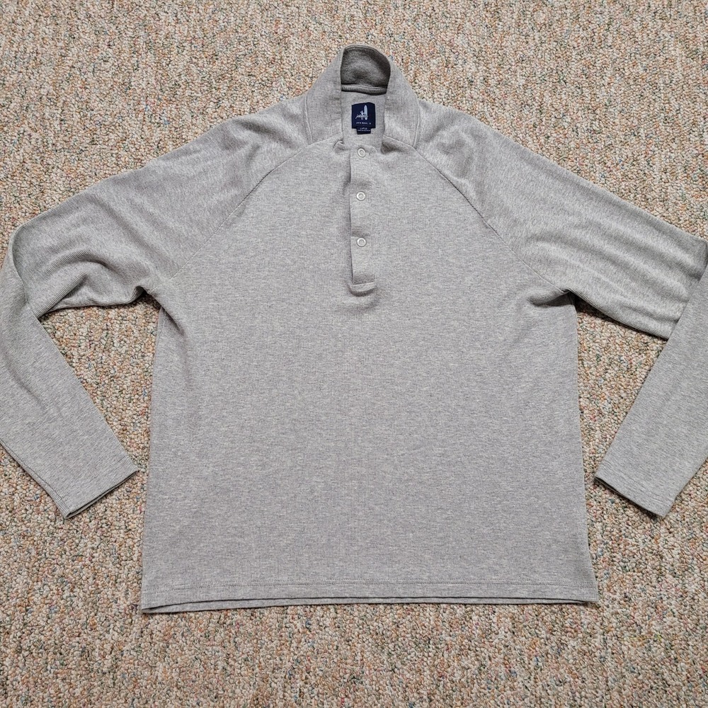 johnnie-O Whaling Henley Golf‎ Pullover Mens Large Grey Long Sleeve Sweater Prep